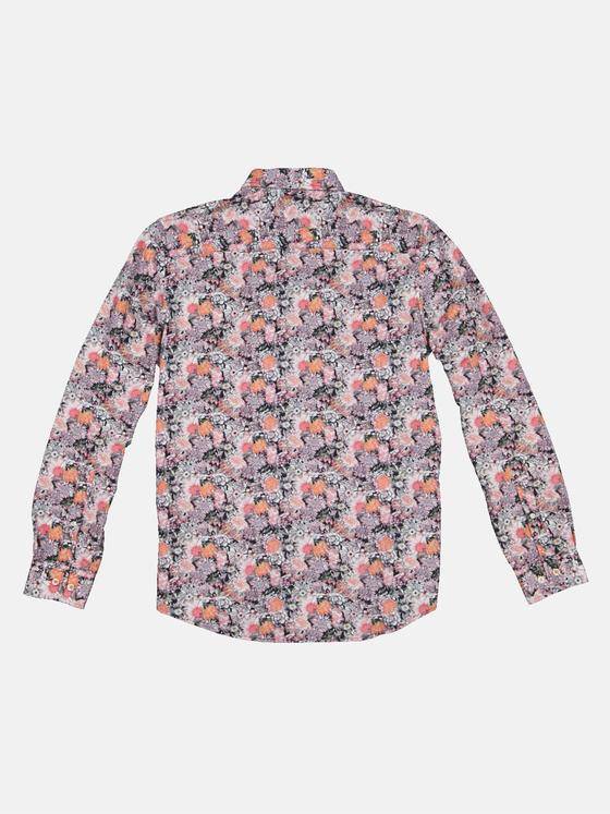 emilio adani Herren Langarm-Hemd mit floralem Print Orange 33100