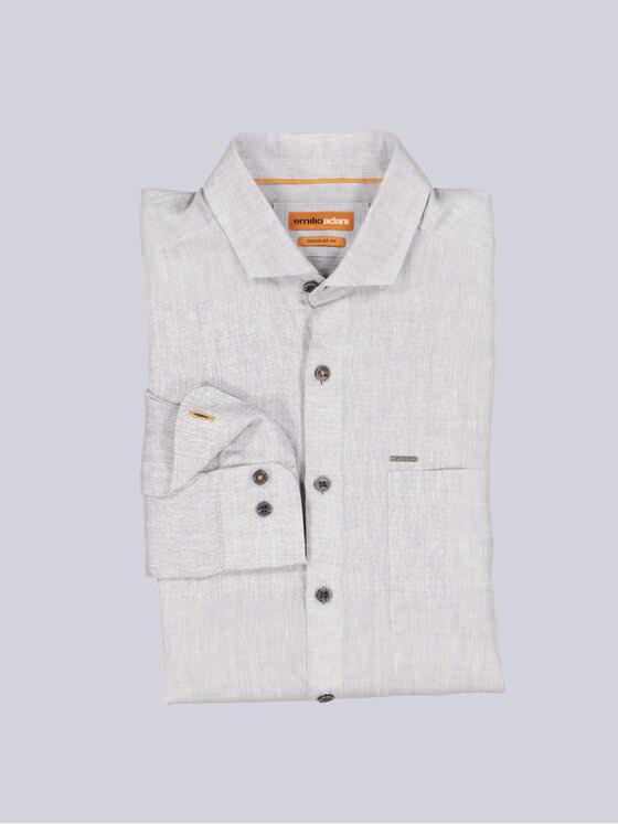 emilio adani Herren Langarm-Hemd aus Leinen Beige 38557