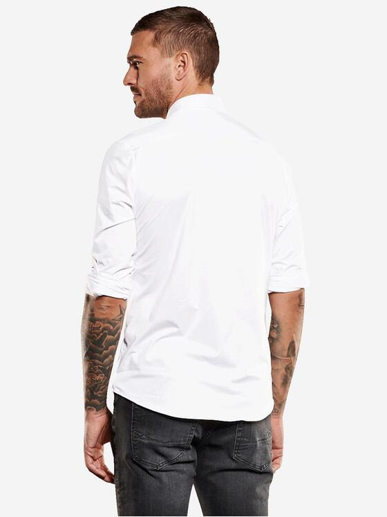 emilio adani Herren Langarm-Hemd aus Jersey Weiß 36897