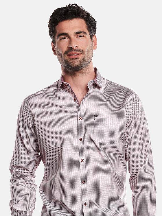 engbers Herren Langarm-Hemd gemustert Rot 31684