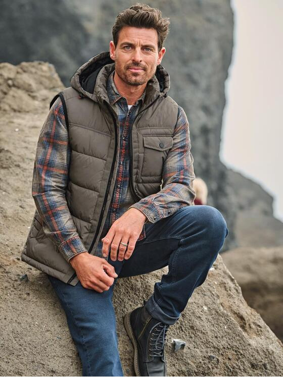 engbers Herren Steppweste mit abnehmbarer Kapuze Beige 35540