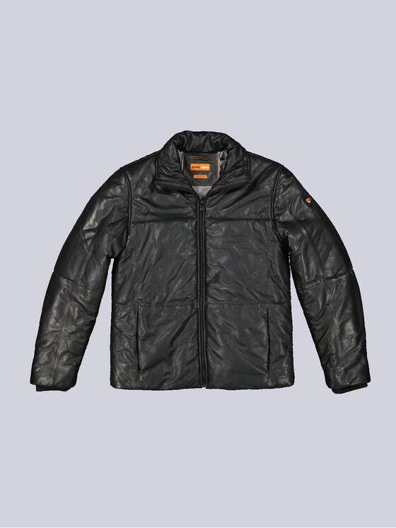 emilio adani Herren Lederjacke slim fit Schwarz 35437