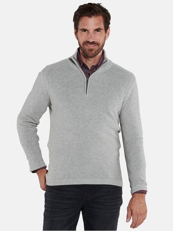 engbers Herren Pullover mit Stehkragen Grau 35555