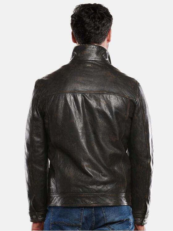 engbers Herren Lederjacke mit abnehmbarem Kragen Dunkelbraun 31847