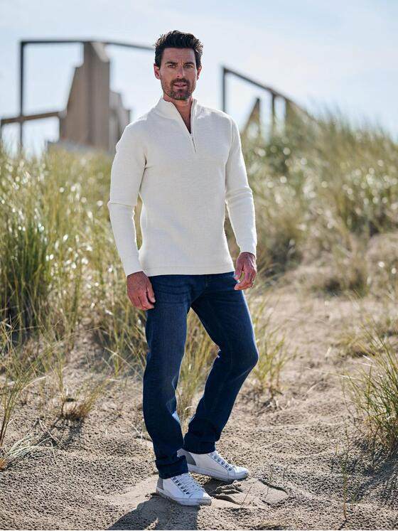 ENGBERS GERMANY Herren Pullover mit Troyerkragen Creme 39622