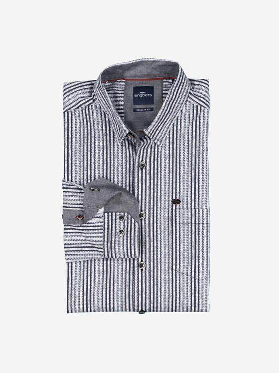 engbers Herren Langarm-Hemd gestreift Schwarz 38110