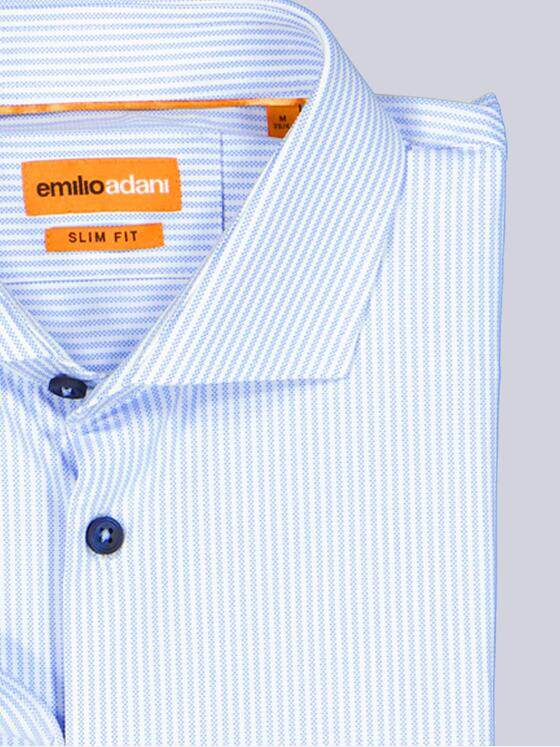emilio adani Herren Funktionshemd mit feiner Streifenoptik Hellblau 40220