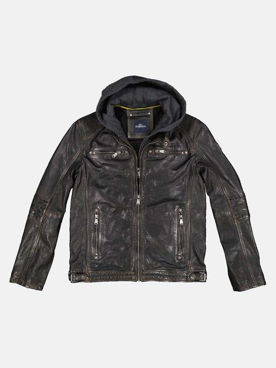 engbers Herren Lederjacke mit abnehmbarer Kapuze Braun 33306