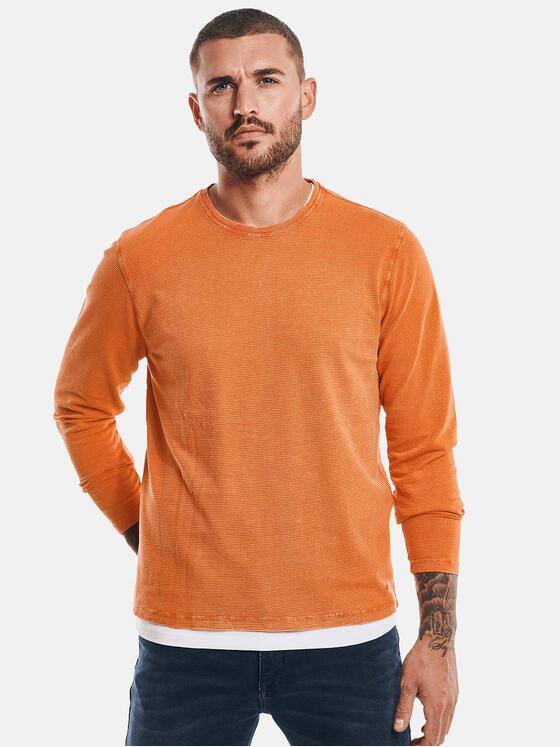 emilio adani Herren Langarm-Shirt strukturiert Orange 32446