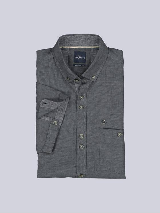 engbers Herren Kurzarm-Hemd mit Leinenanteil Anthrazit 38384