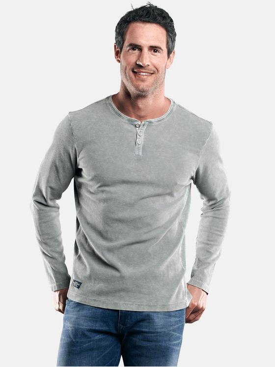 engbers Herren Henley Shirt mit Waffelstruktur Silbergrau 29214