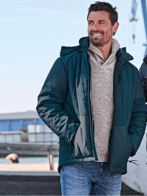 engbers Herren Jacke mit abnehmbarer Kapuze Petrolblau 33535