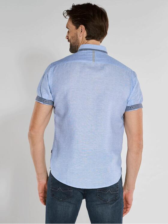 engbers Herren Kurzarm-Hemd mit Leinenanteil Blau 36590