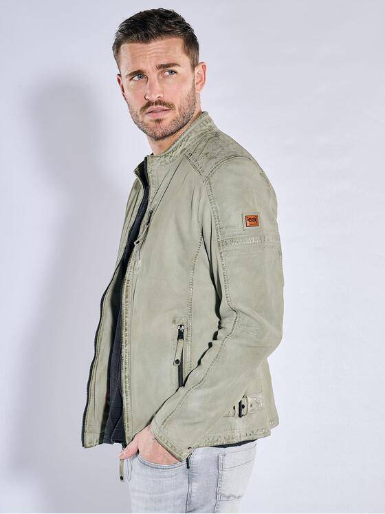 emilio adani Herren Lederjacke aus Nubukleder Grün 38417