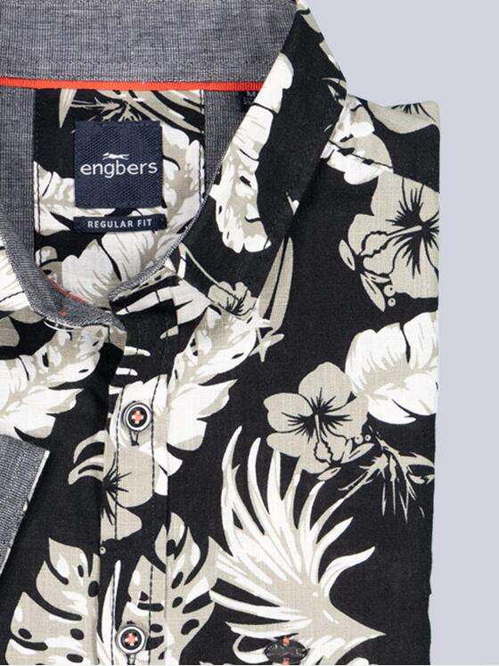 engbers Herren Kurzarm-Hemd gemustert Oliv 38875