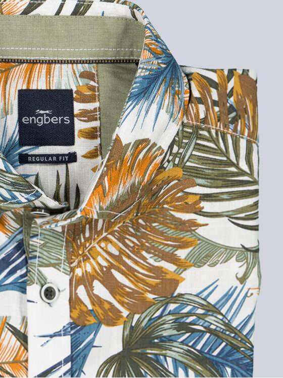 engbers Herren Kurzarm-Hemd gemustert Khaki 38776