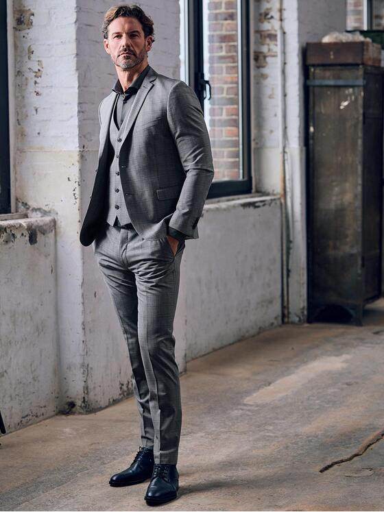 emilio adani Herren Anzugsakko slim fit Dunkelgrau 39817