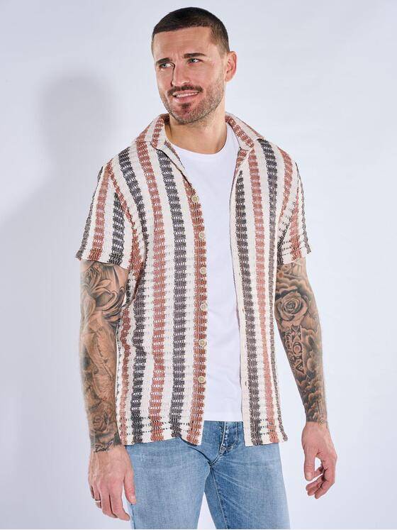 emilio adani Herren Hemd gemustert Braun 40405