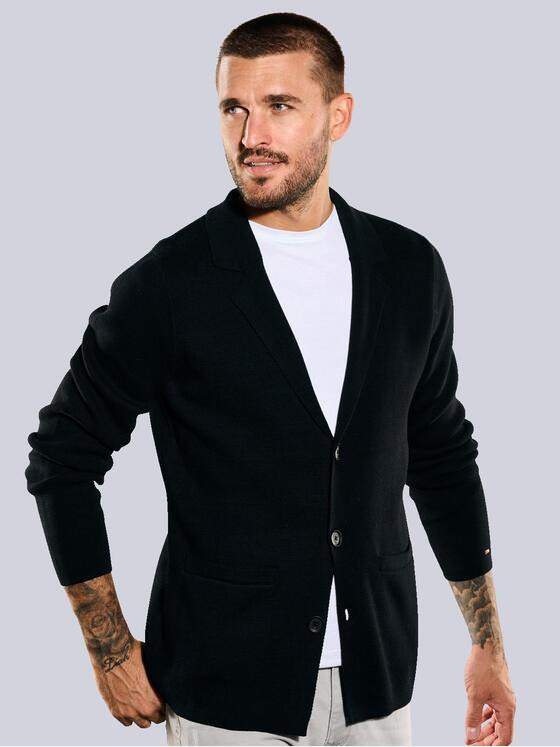 emilio adani Herren Strick-Sakko regular Schwarz 35333
