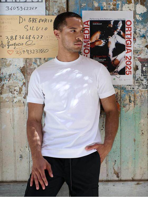 emilio adani Herren T-Shirt aus hochwertigem Garn Weiß 39311