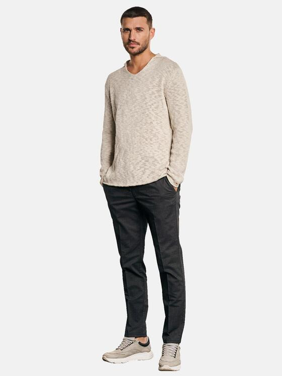 emilio adani Herren Strick-Pullover mit Kragen Beige 32693