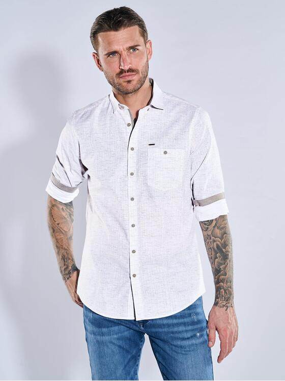 emilio adani Herren Langarm-Hemd gestreift Beige 39040