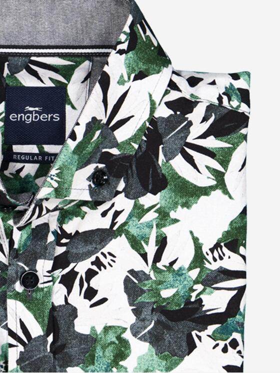 engbers Herren Langarm-Hemd gemustert Gruen 38020