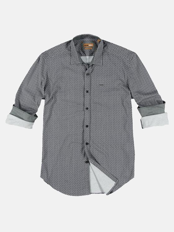emilio adani Herren Langarm-Hemd gemustert Kieselgrau 32024
