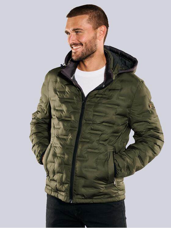 emilio adani Herren Steppjacke mit abnehmbarer Kapuze Grün 35199