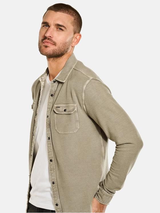 emilio adani Herren Langarm-Shirt mit Polo-Kragen Beige 34111