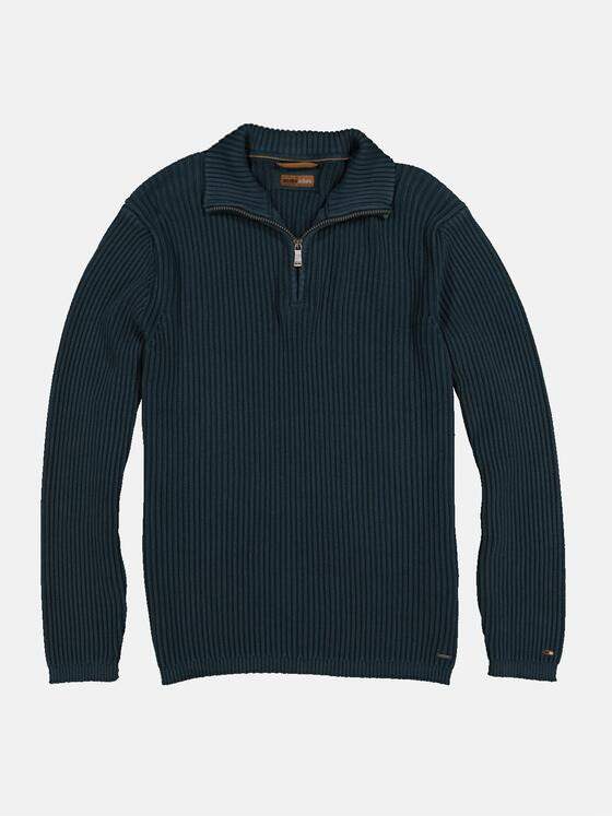 emilio adani Herren Pullover mit Troyerkragen Türkis 35617