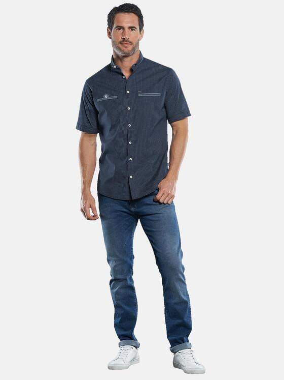 engbers Herren Modisches Halbarmhemd mit dezenten Kontrastdetails Saphirblau 29951