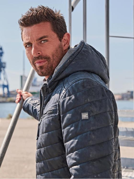 engbers Herren Lederjacke gesteppt Saphirblau 33549