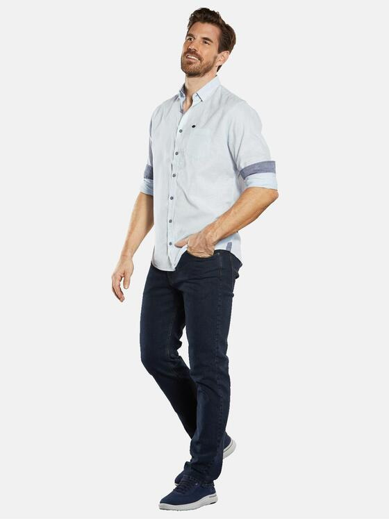 engbers Herren Langarm-Hemd mit Leinenanteil Blau 34462