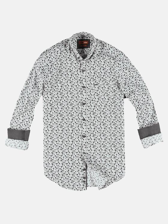emilio adani Herren Langarmhemd mit stylischem All-Over Print Blau 31235