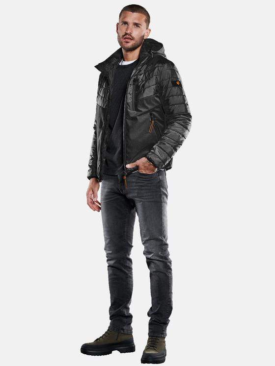 emilio adani Herren Steppjacke mit Materialmix Schwarz 33298