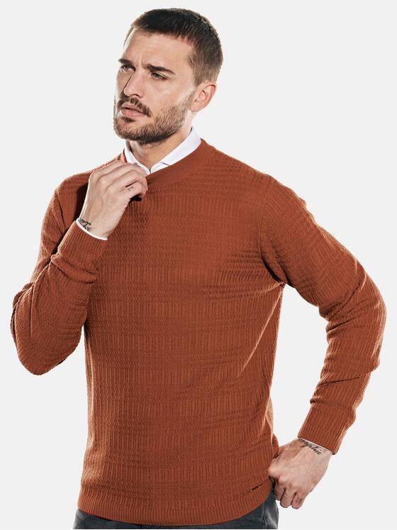 emilio adani Herren Pullover aus Merinowolle Orange 32064