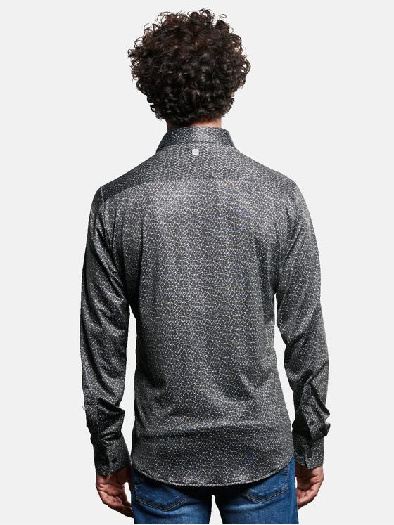 ENGBERS GERMANY Herren Langarm-Hemd gemustert Schwarz 32210