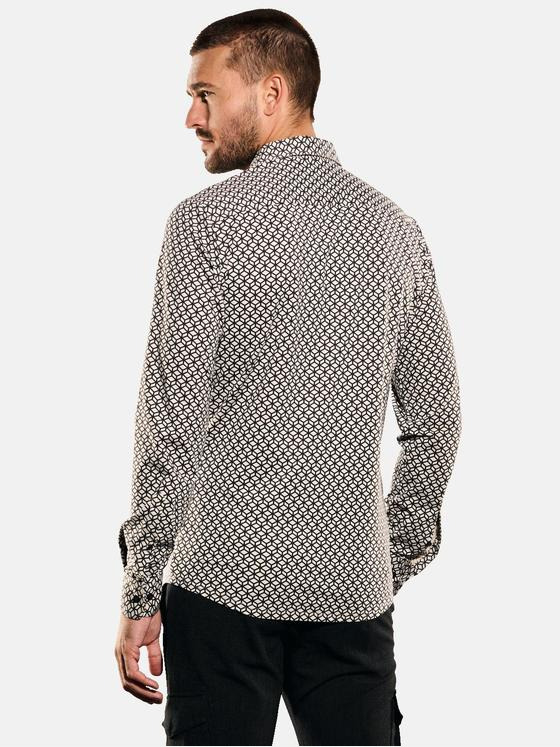 emilio adani Herren Langarm-Hemd gemustert Beige 35317