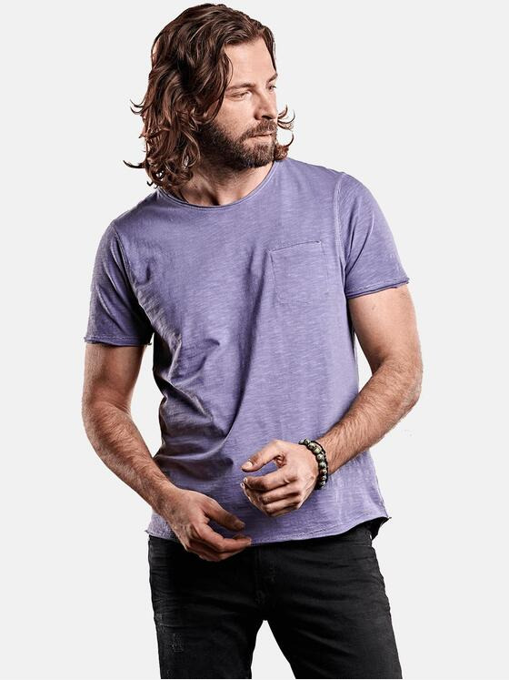 emilio adani Herren Rundhals T-Shirt Violett 28328