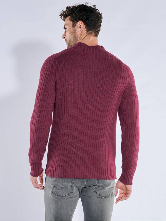 emilio adani Herren Strickpullover mit Stehkragen Magenta 39718