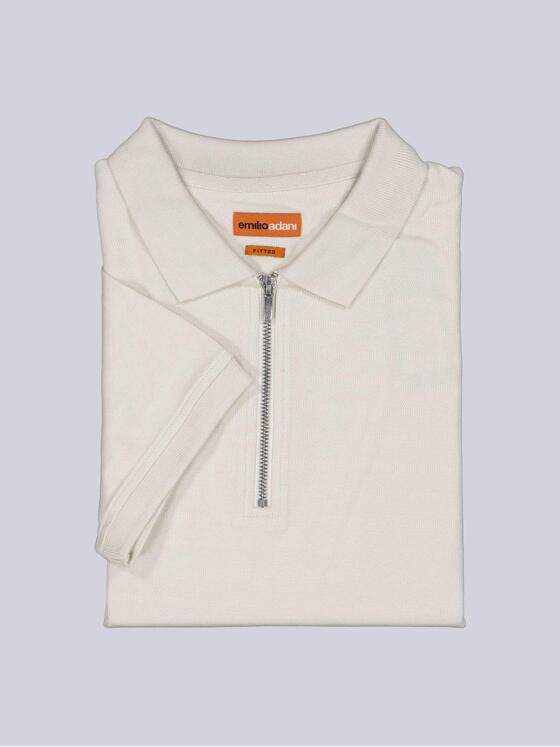 emilio adani Herren Modisches Poloshirt mit Zipper Beige 40520