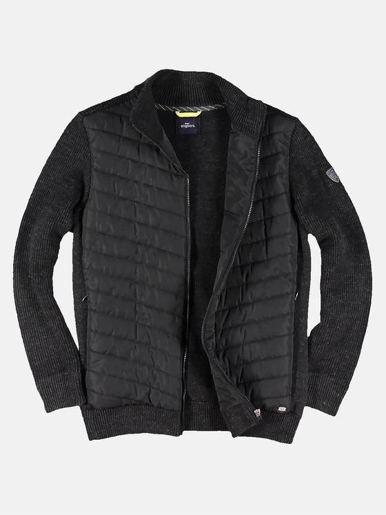 engbers Herren Sportliche Materialmix-Strickjacke Schwarz 30474