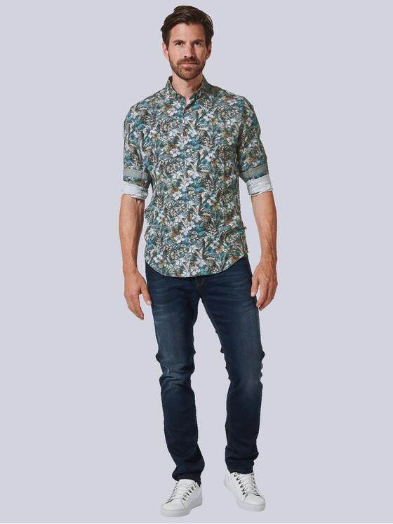 ENGBERS GERMANY Herren Langarm-Hemd mit innovativem All-Over-Print Braun 35781