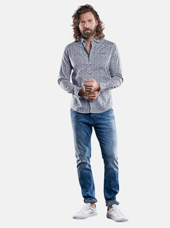 emilio adani Herren Print-Hemd aus Comfort-Stretch Blau 29503