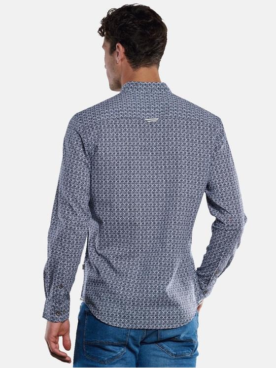 engbers Herren Langarm-Hemd gemustert Marineblau 33055
