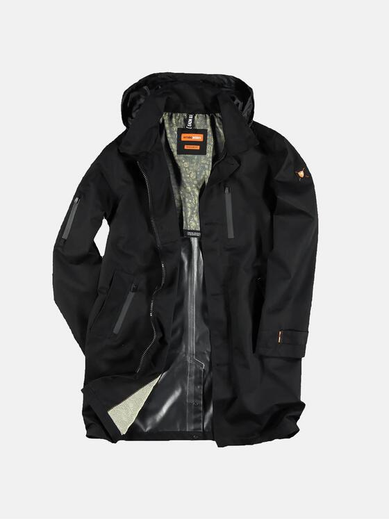 emilio adani Herren wasserdichte lange Jacke Schwarz 29040