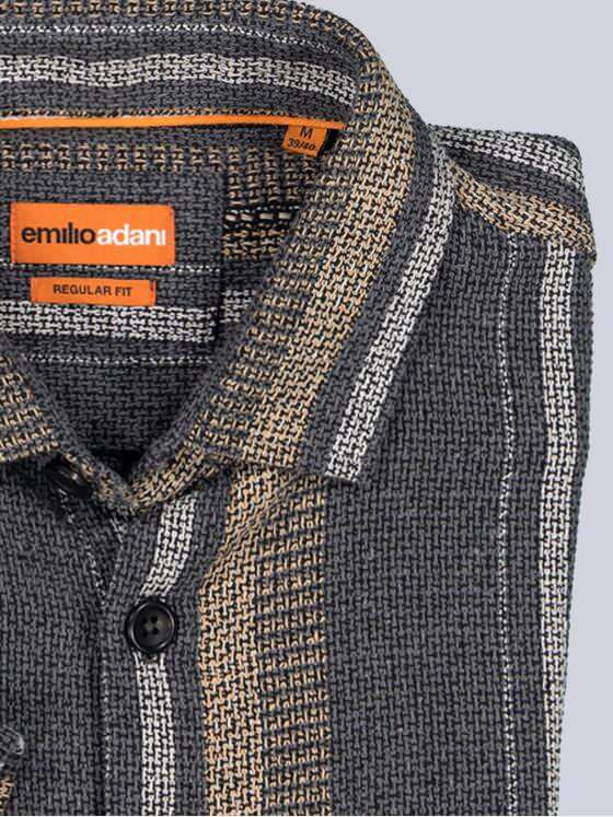 emilio adani Herren Kurzarm-Hemd gestreift Anthrazit 38520