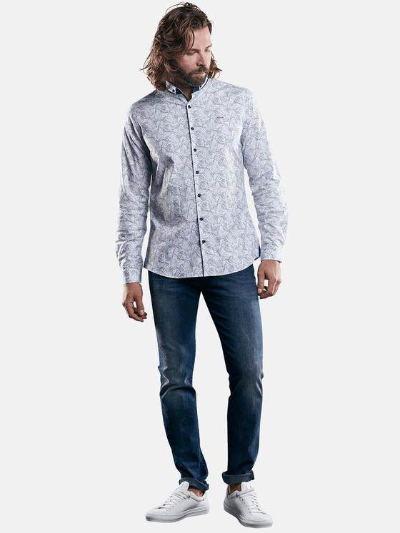 emilio adani Herren All-over Minimal Print Hemd Weiß 28966