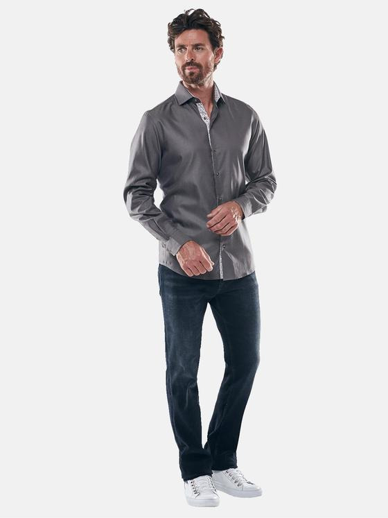 ENGBERS GERMANY Herren Dezent gemustertes Langarmhemd Dunkelgrau 30528